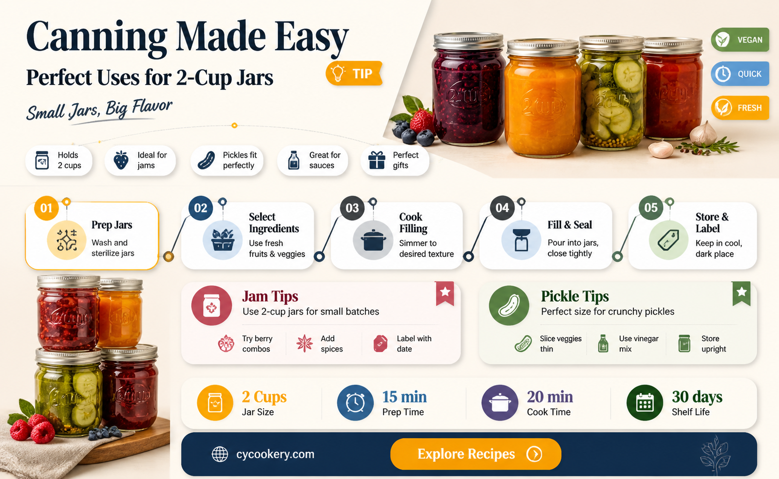 2 cup canning jars