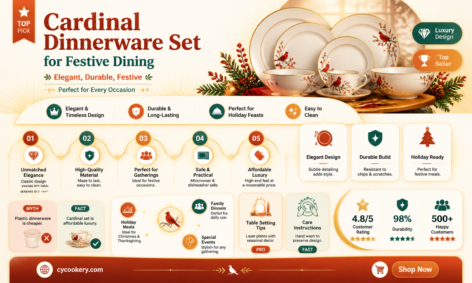 222 fifth winter cardinal 12 pc dinnerware set