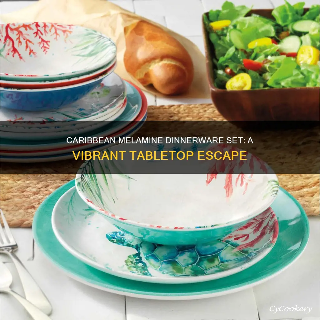 caribbean melamine dinnerware set 12 pc