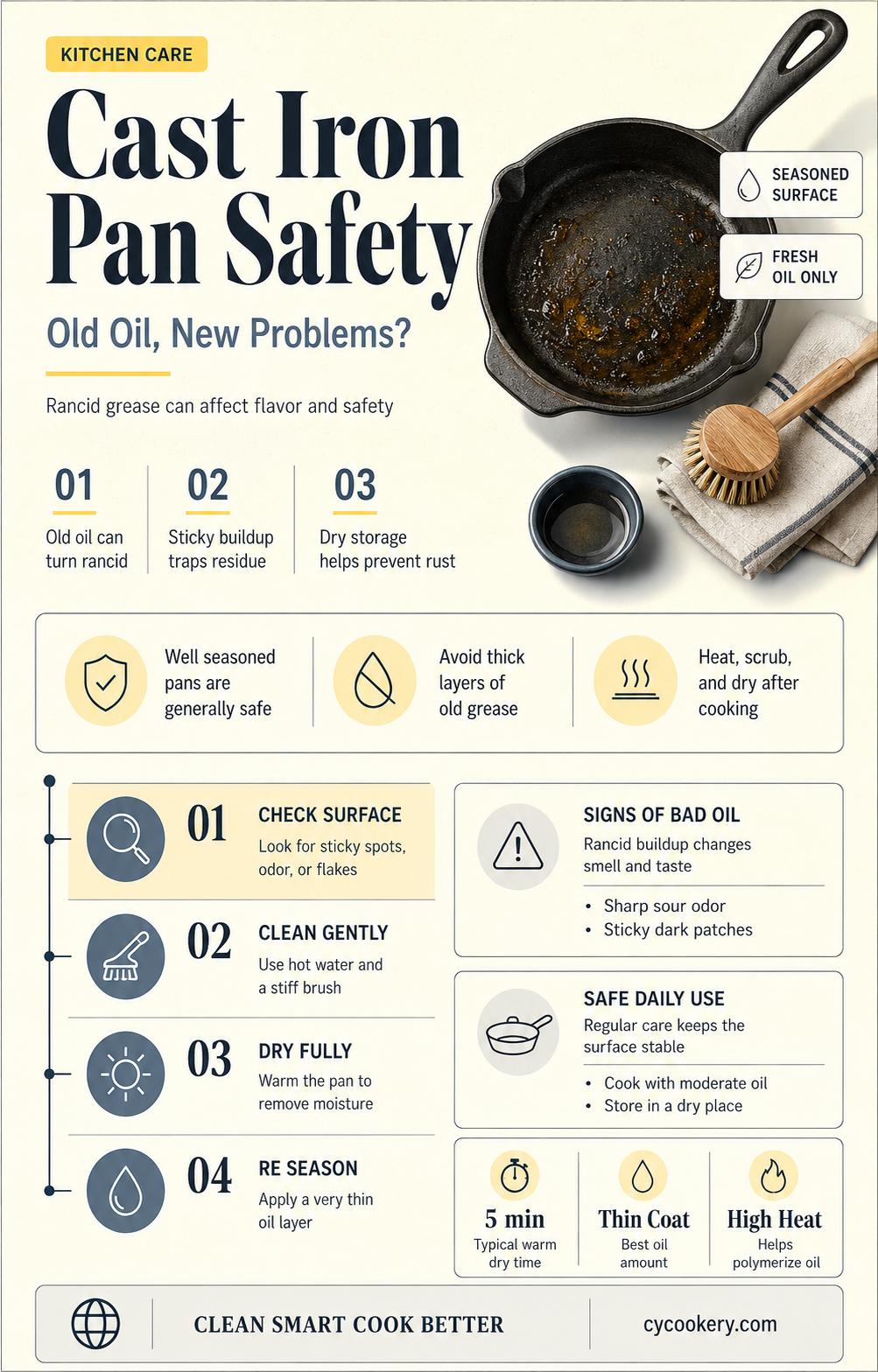 are cast irons pans safe old oil