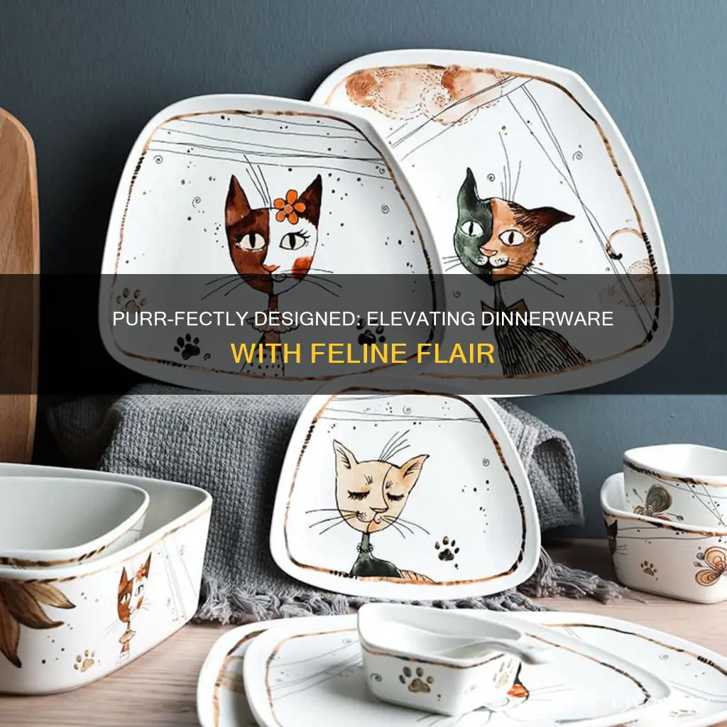 cat design dinnerware set