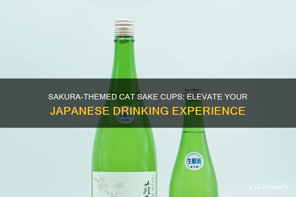 cat sake cup sakura