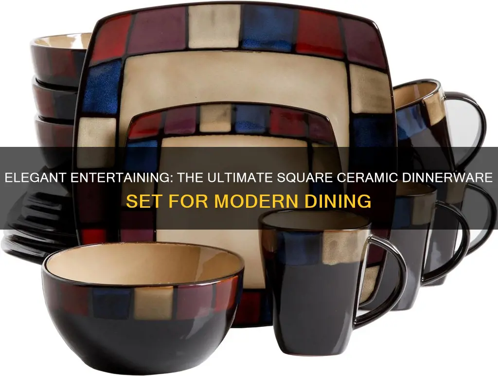 ceramic 64-piece dinnerware set square