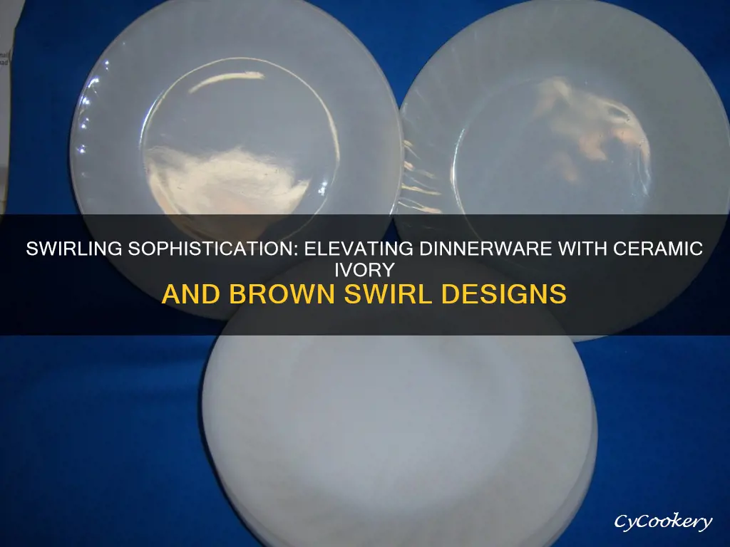 ceramic ivory and brown swirl dinnerware sets