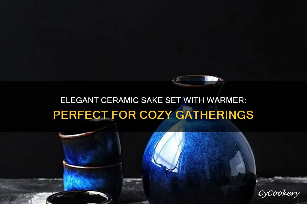 ceramic sake set with warmer