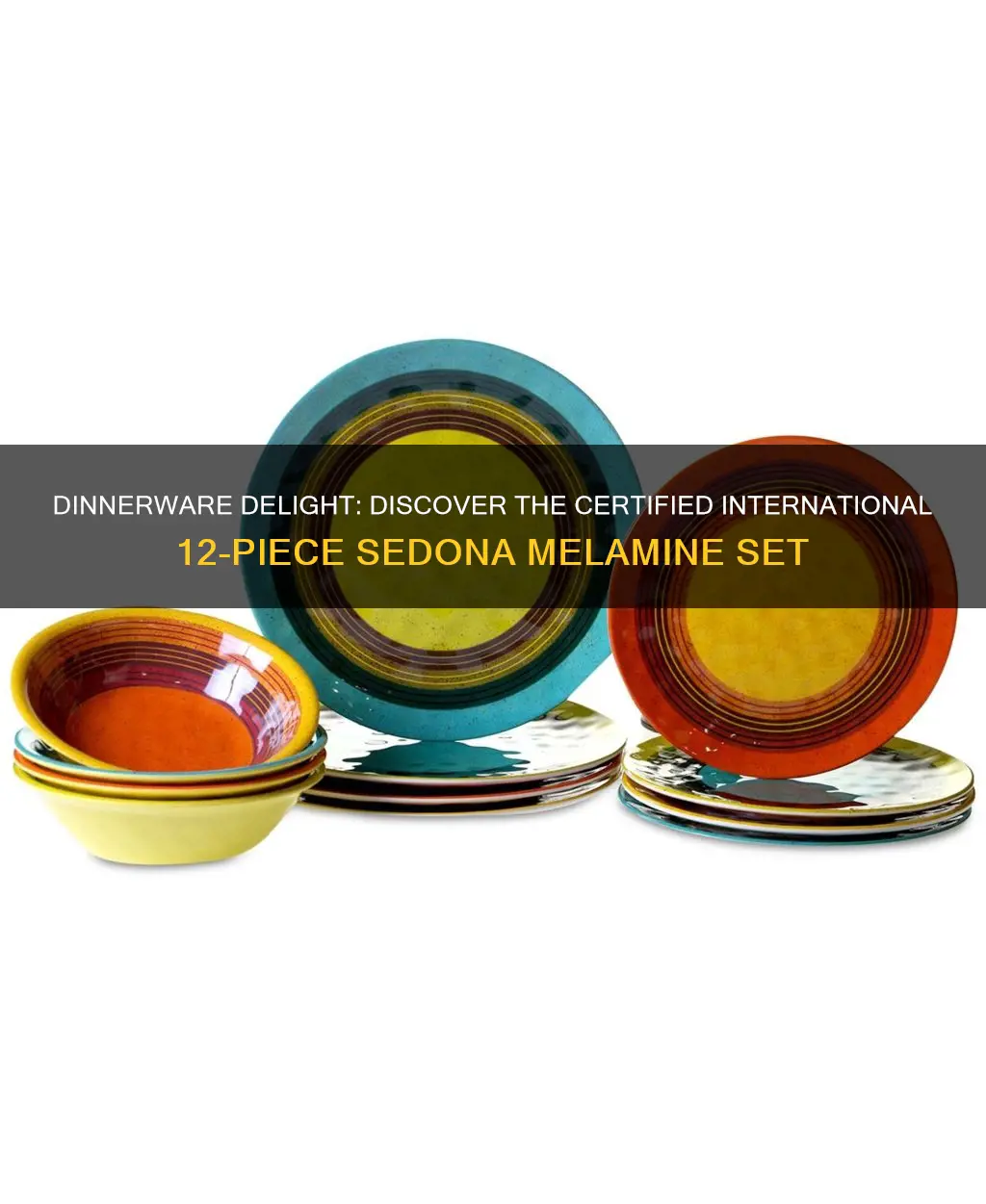 certified international 12 piece sedona melamine dinnerware set multicolor