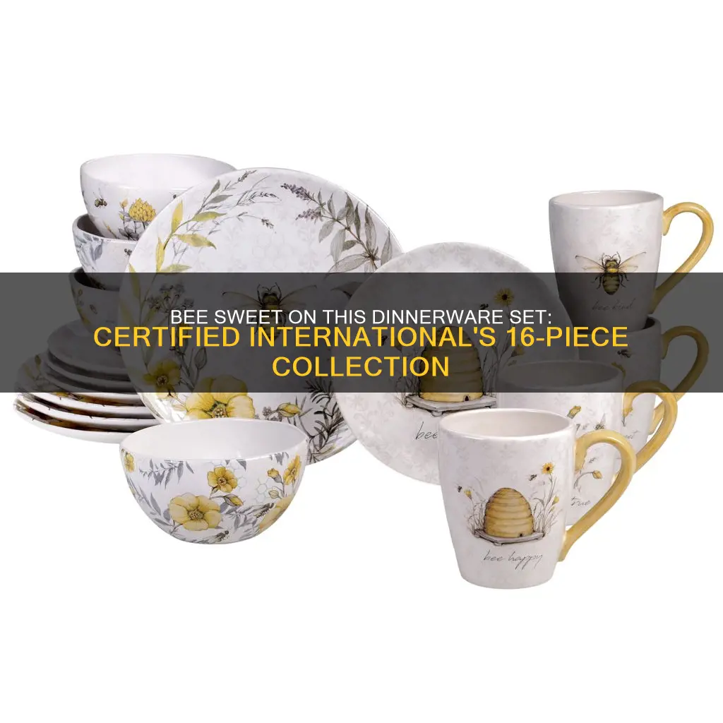 certified international bee sweet 16-pc dinnerware set