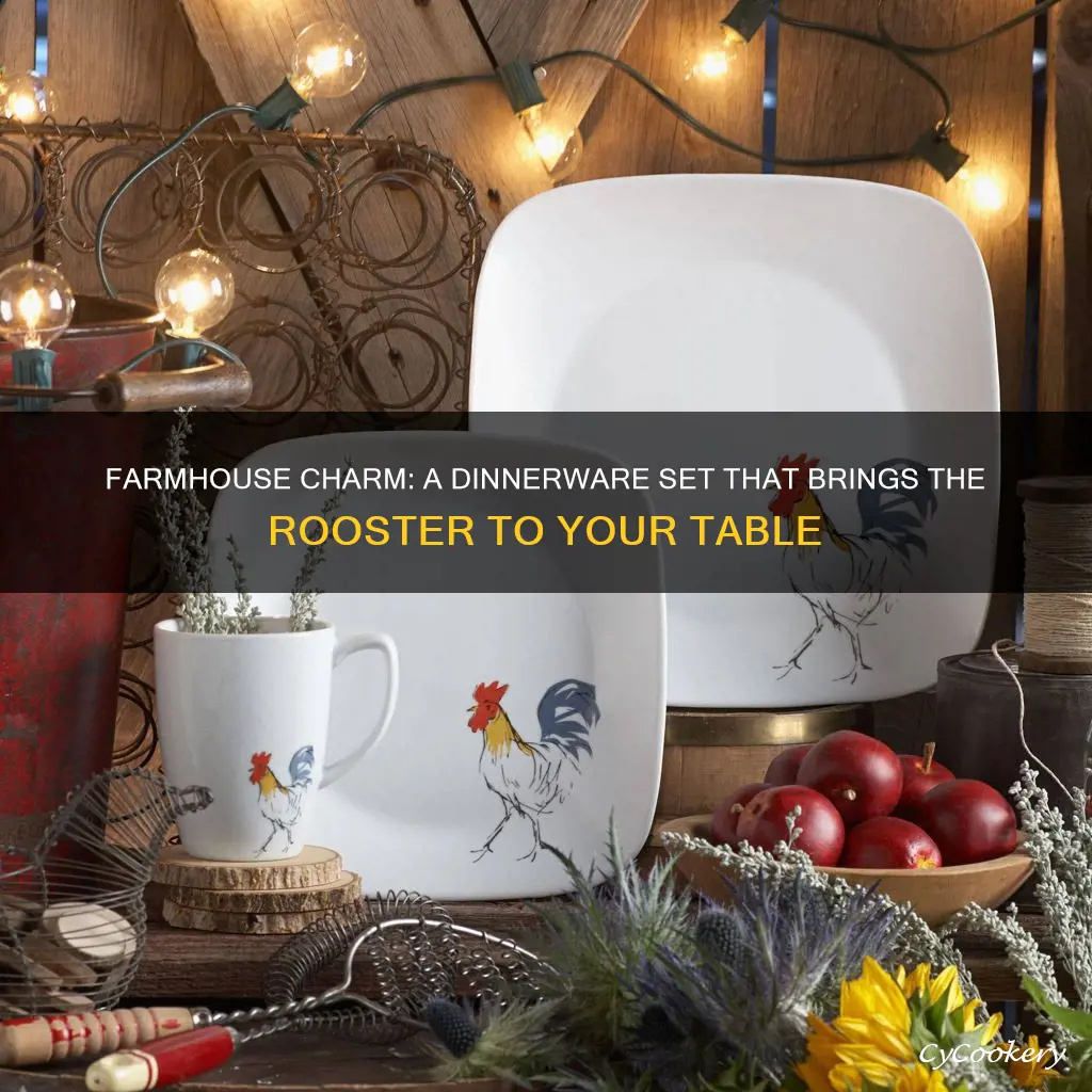 certified international corp 89112 farm house rooster dinnerware set multicolor