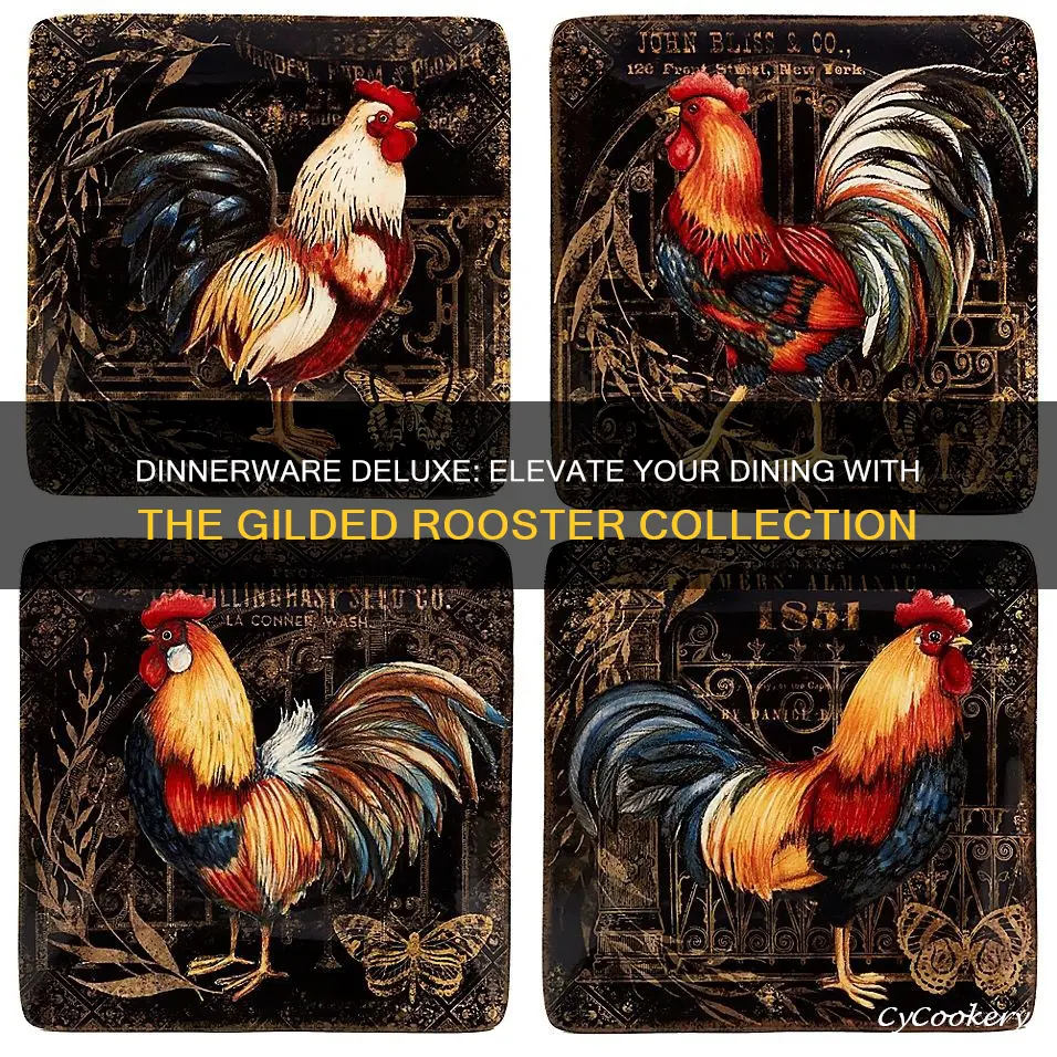 certified international gilded rooster 16 piece dinnerware set