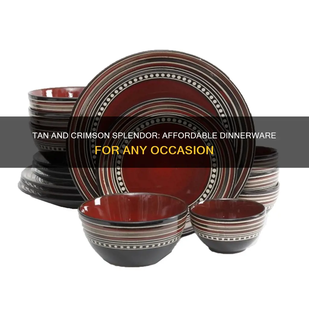 cheap dinnerware sets tan and red