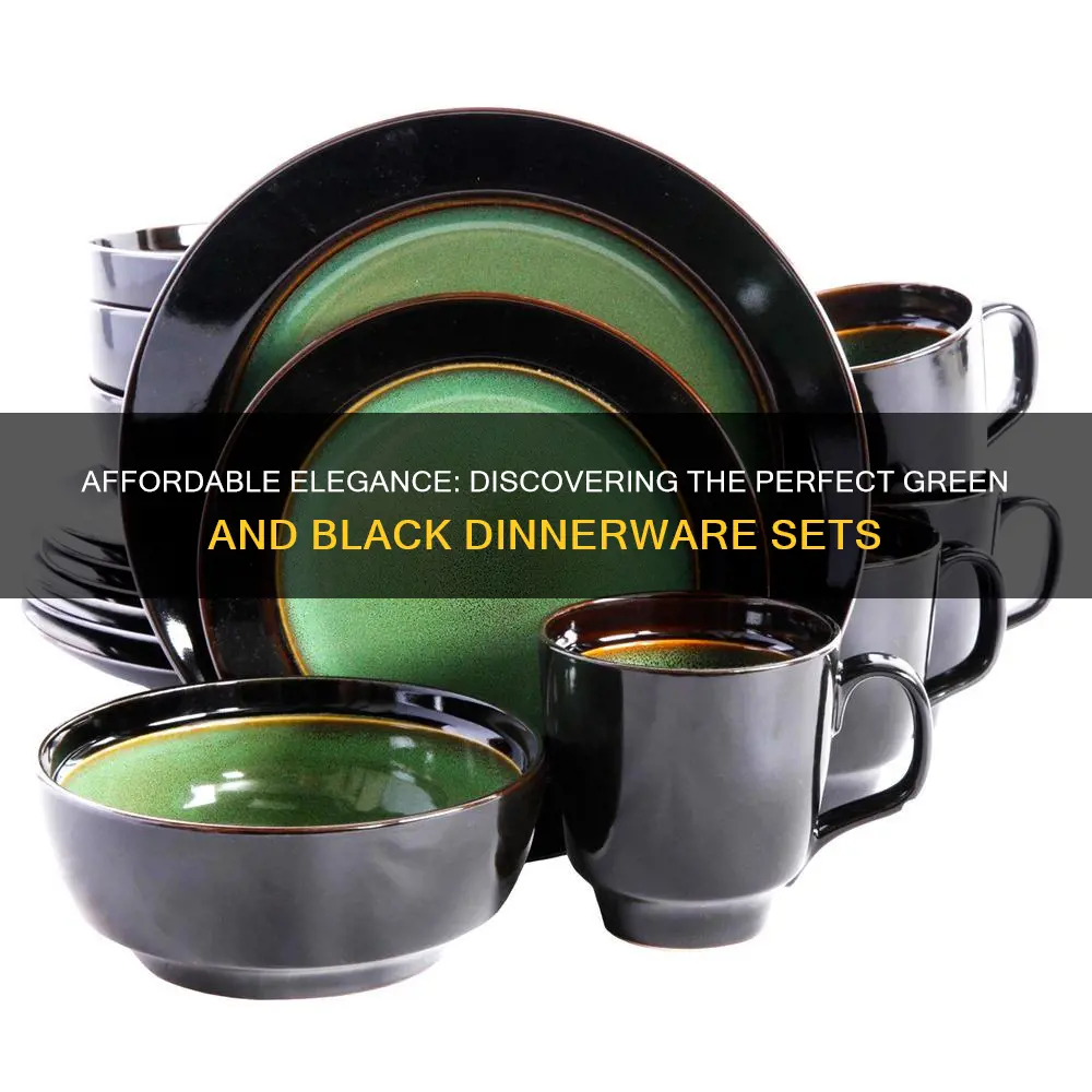 cheap green and black dinnerware sets