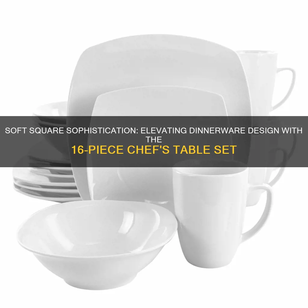 chefs table 16 pc set soft square dinnerware set