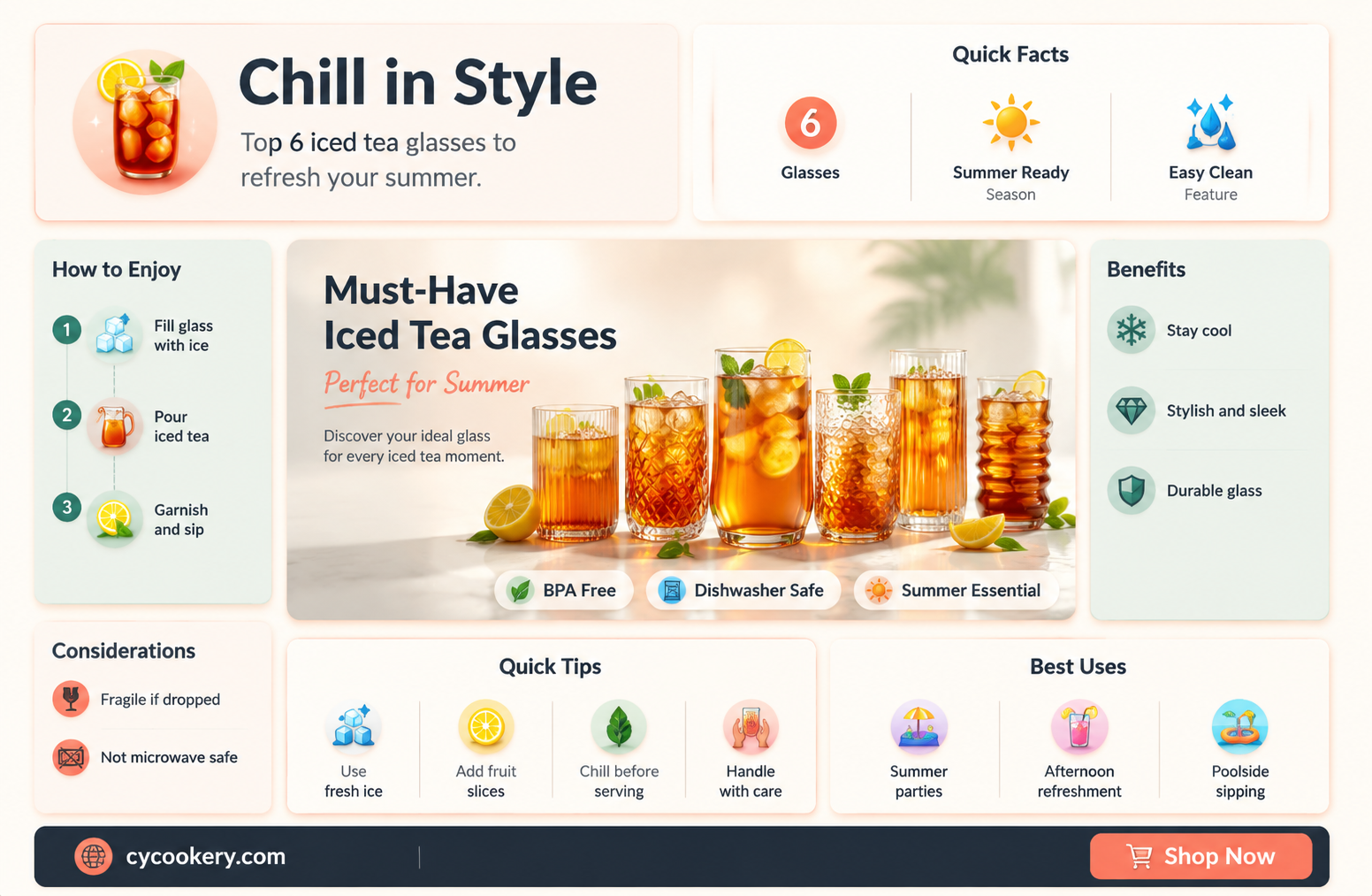 6 iced tea glasses