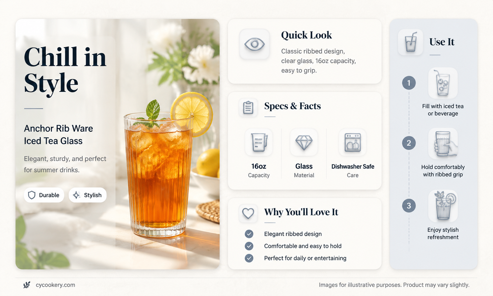 anchor rib ware iced tea glass
