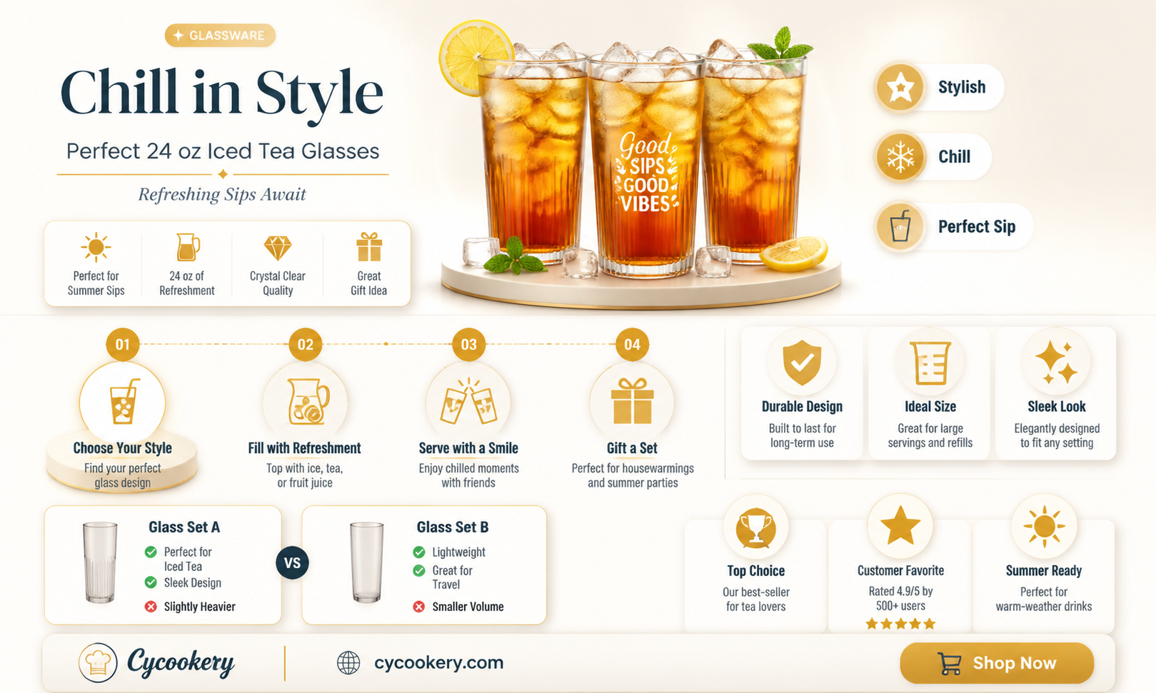 24 oz iced tea glasses