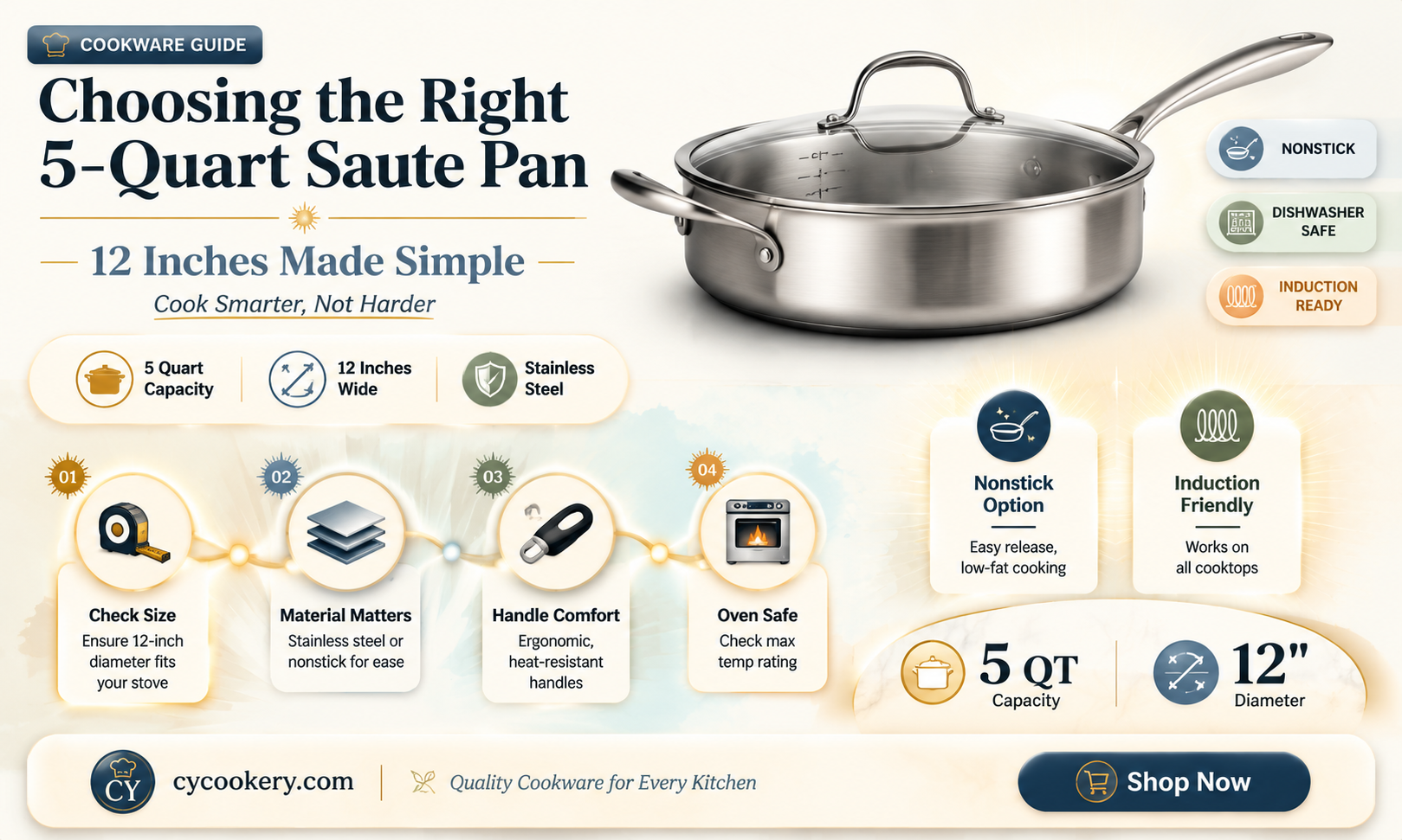 are 5 quart saute pan 12 inches