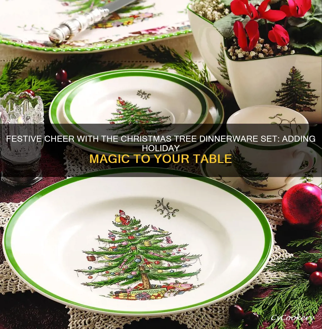 christmas tree dinnerware set red trim