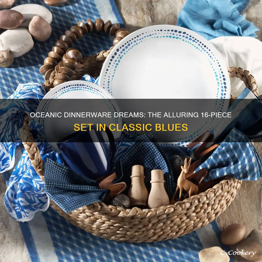 classic 16 piece ocean blues dinnerware set