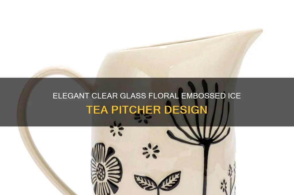 clear glass flower design ice tea embossed