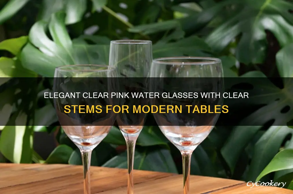 clear pink water glasses clear stem