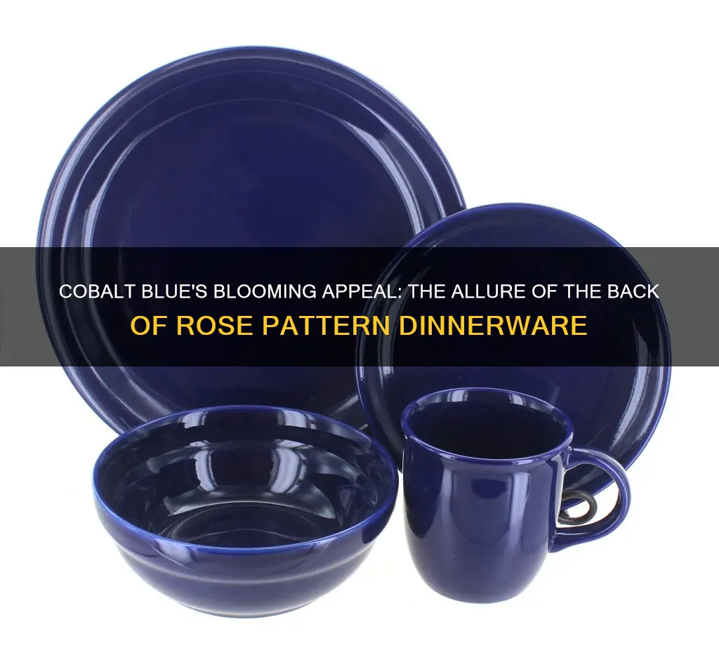 cobalt blue back of rose pattern dinnerware set