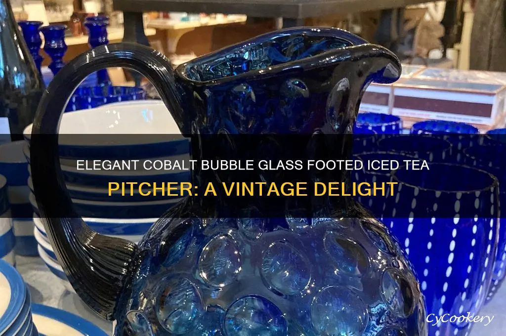 cobalt bubble glass footed iced tea