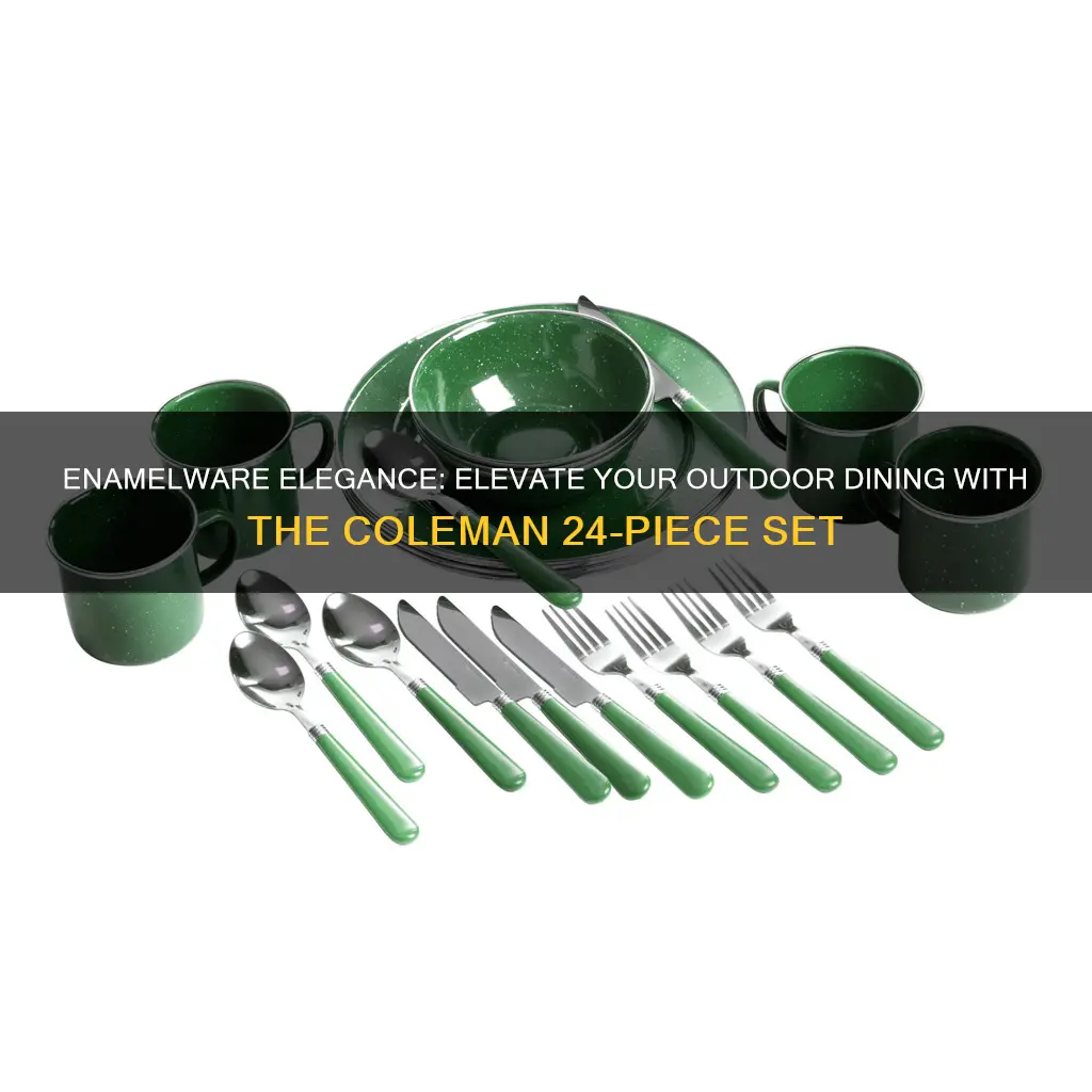 coleman 24 piece enamel dinnerware set green