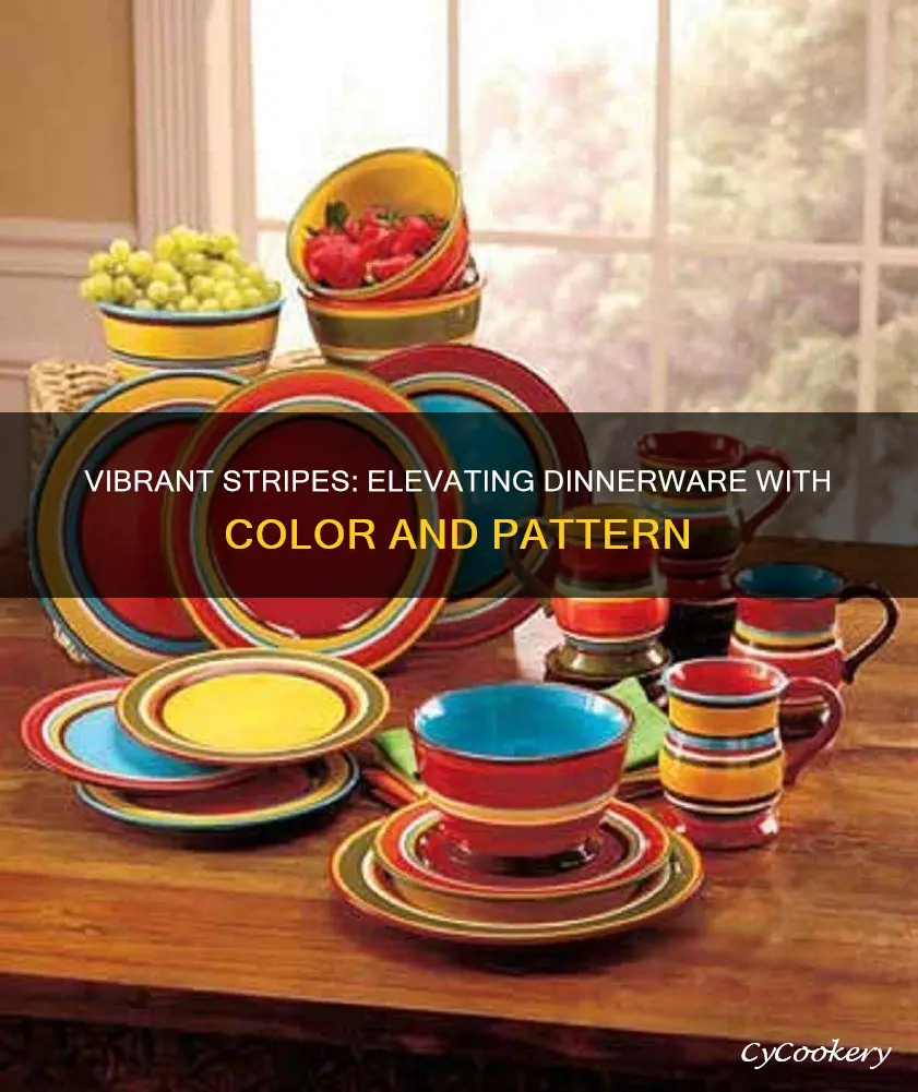 colorful striped dinnerware sets