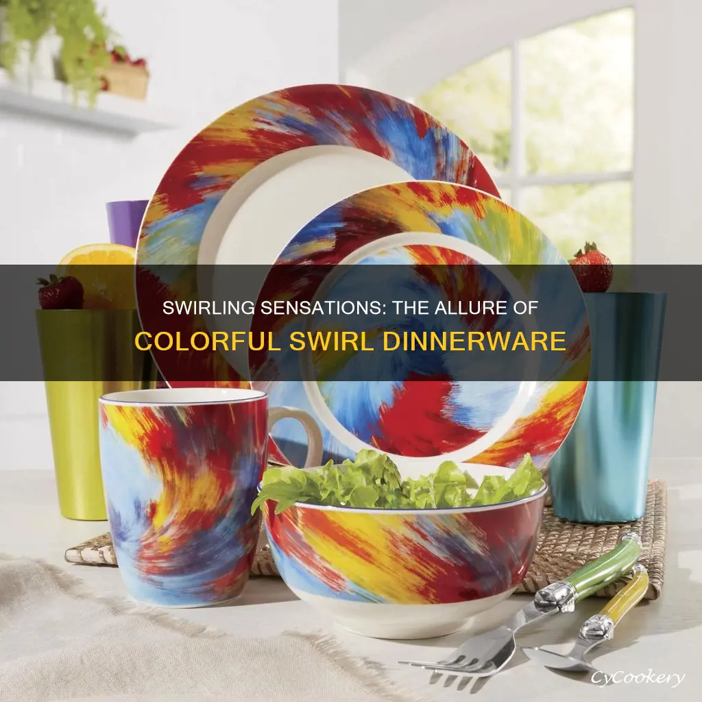 colorful swirl dinnerware set