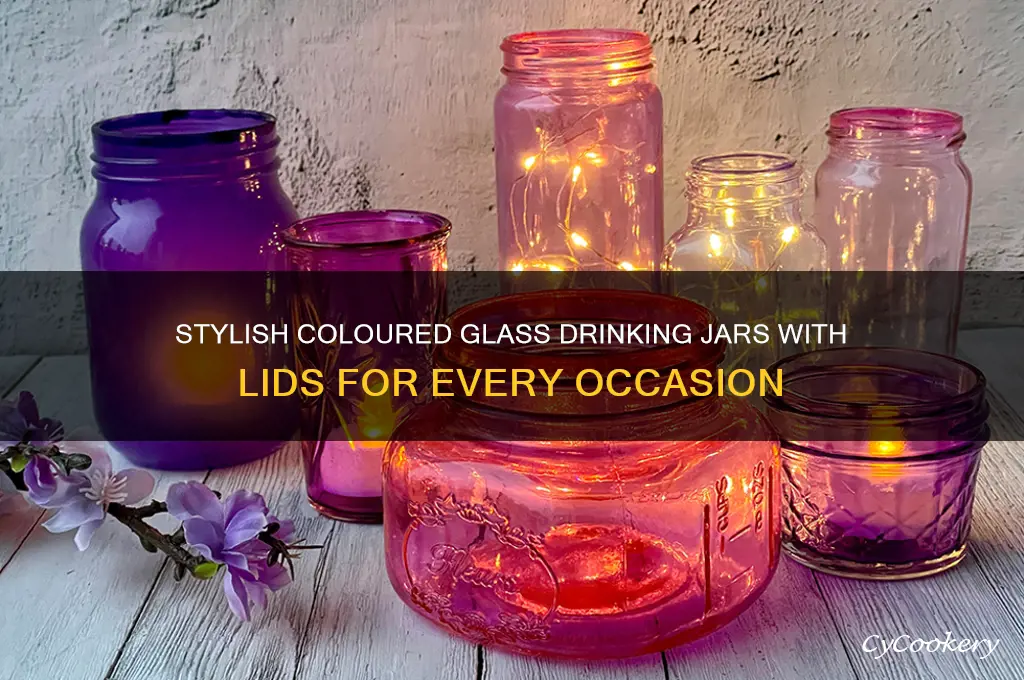 coloured glass drinking jars with lids