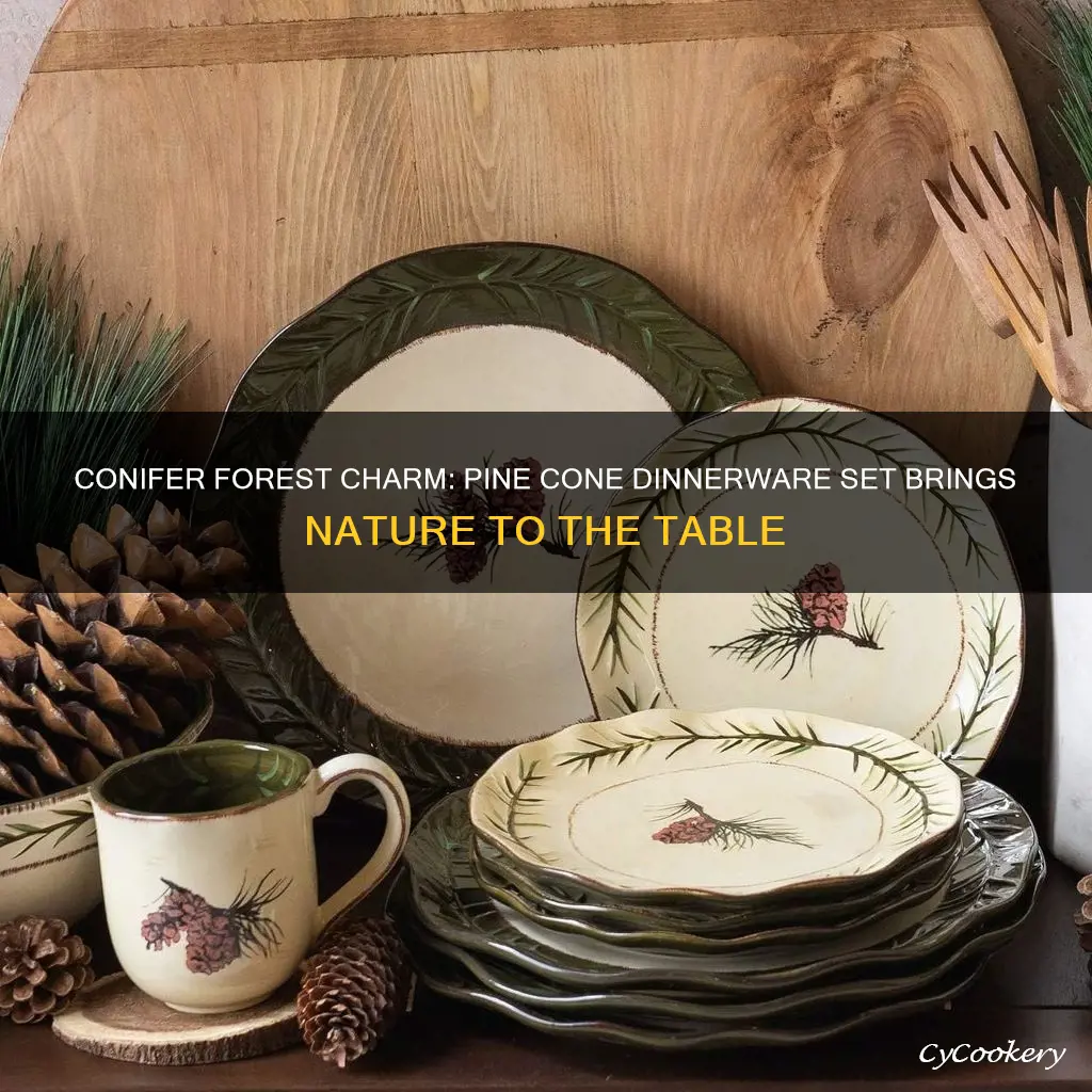 conifer forest pine cone dinnerware set