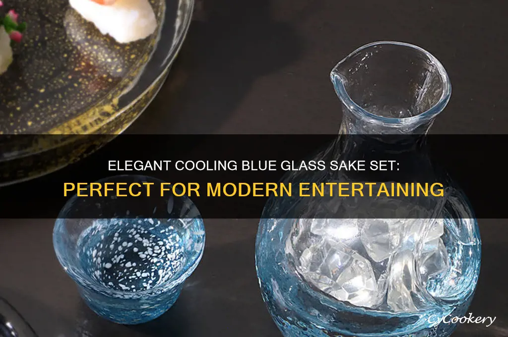 cooling blue glass sake set
