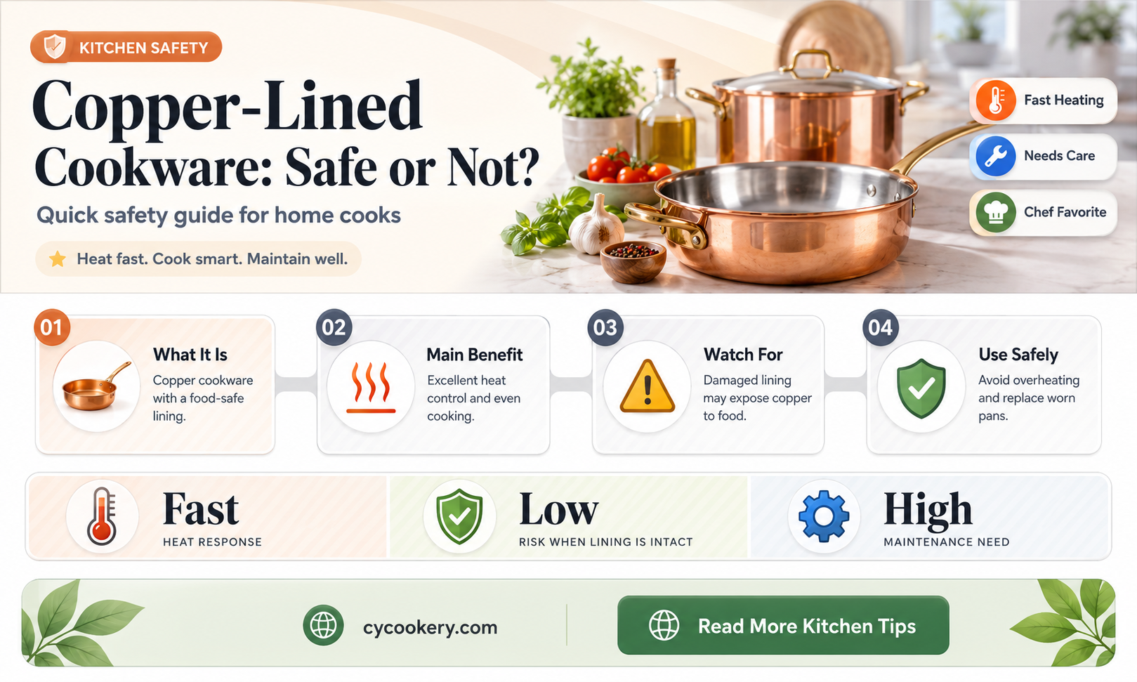are copper lined stovetop and baking pans safe