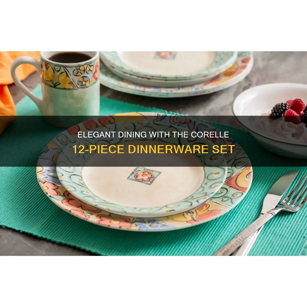 corelle 12pc dinnerware set service for 4