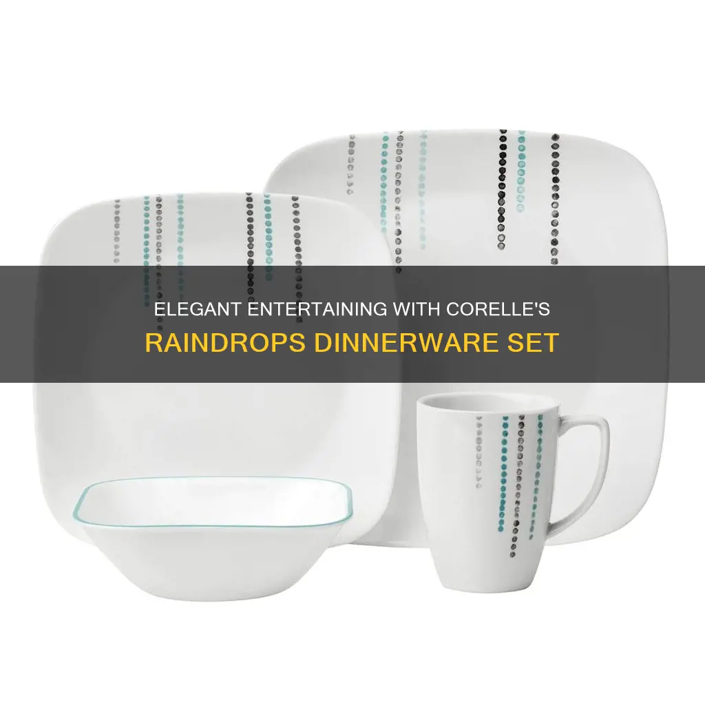 corelle 16 piece raindrops square dinnerware set white