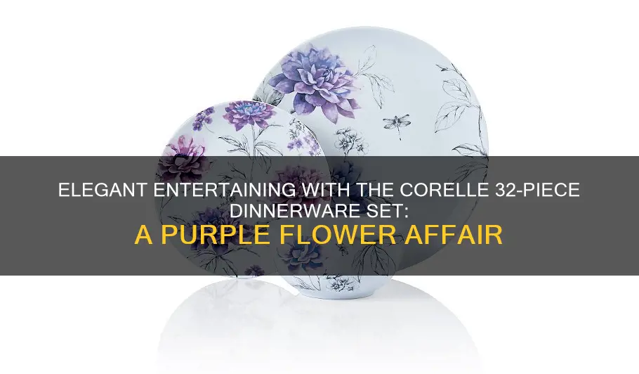 corelle 32 piece dinnerware set purple flowers