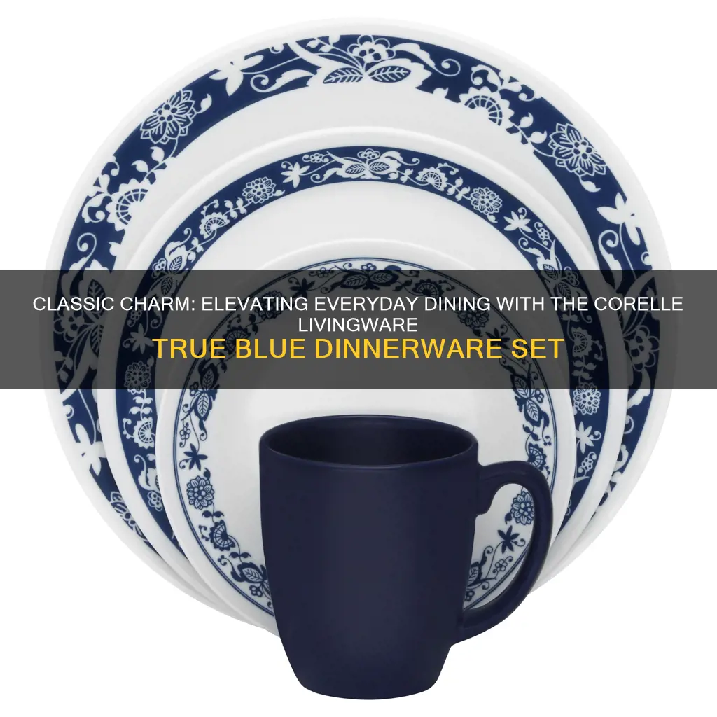 corelle 3567 livingware true blue 16 pc dinnerware set white