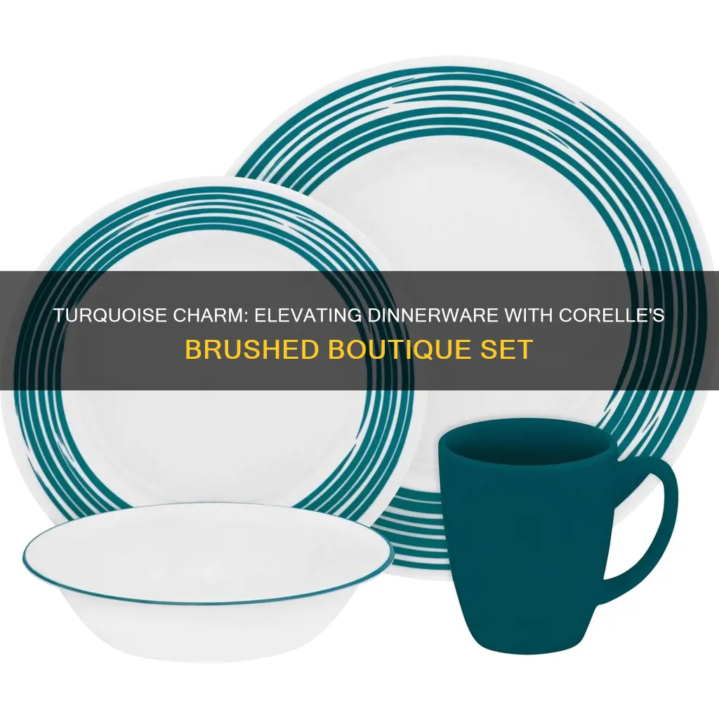 corelle boutique brushed 16 pc dinnerware set turquoise