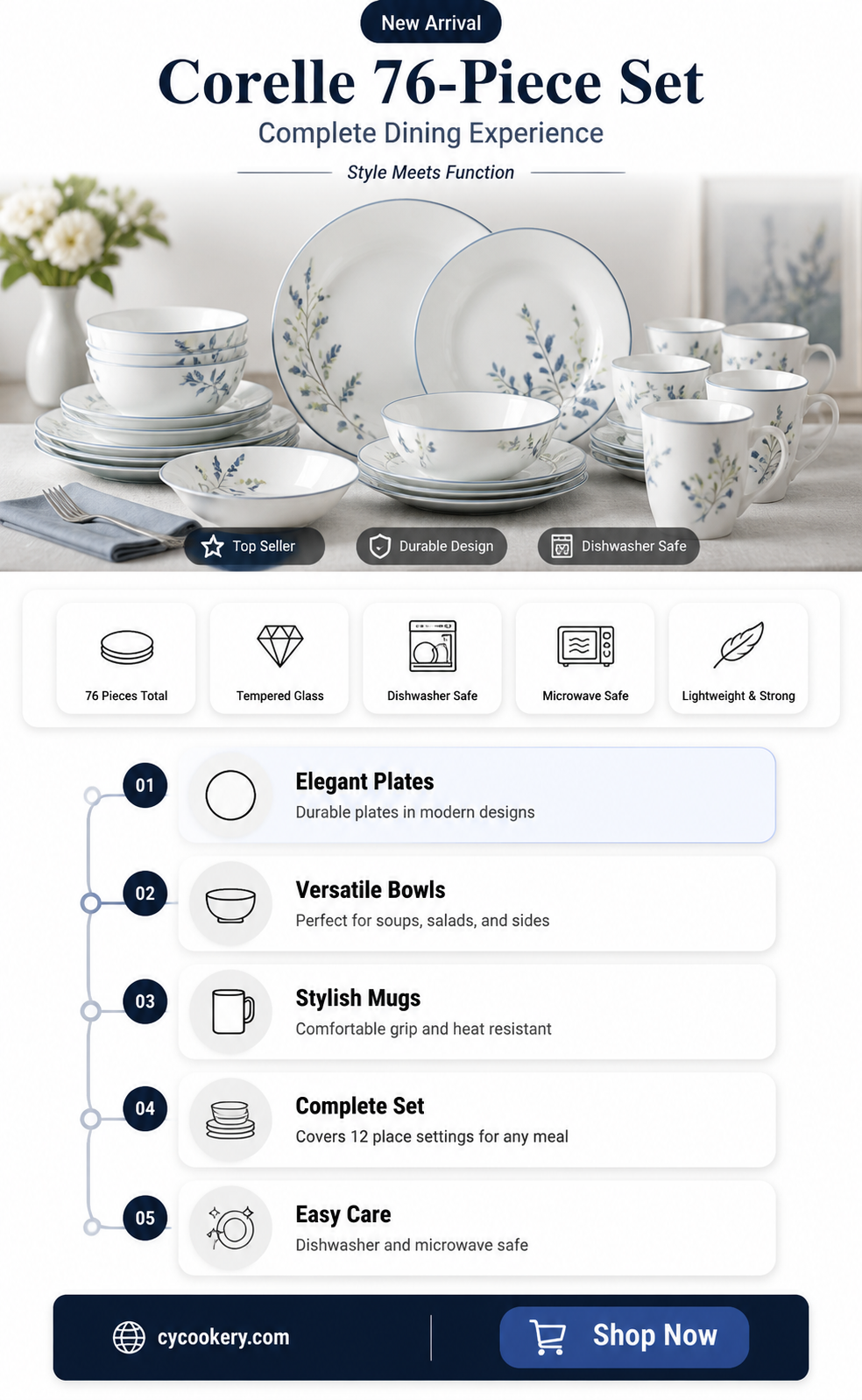 76 piece corelle dinnerware set
