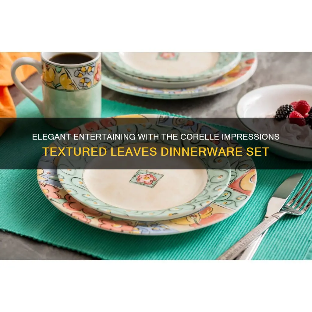 corelle impressions textured leaves 16 piece dinnerware set