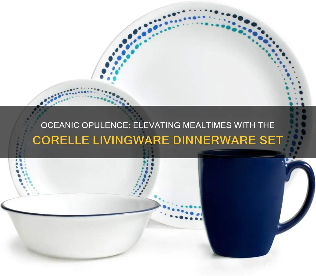 corelle livingware 16pc dinnerware set ocean blues