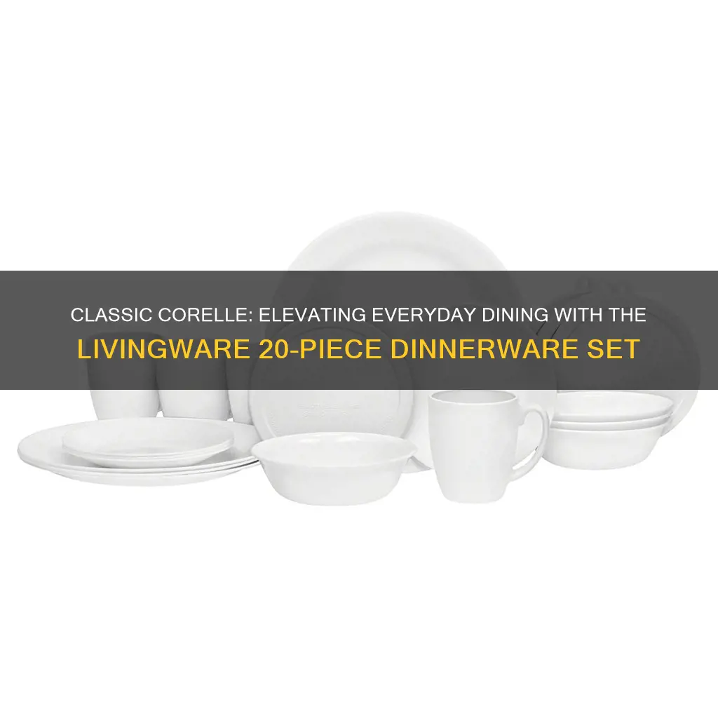 corelle livingware 20pc vitrelle dinnerware set white