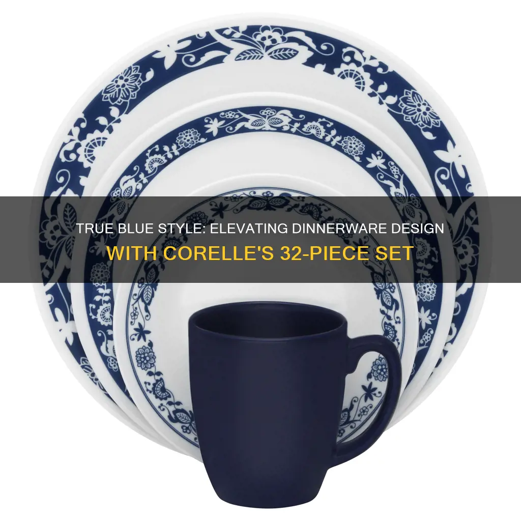 corelle livingware 32-piece dinnerware set true blue service for 8