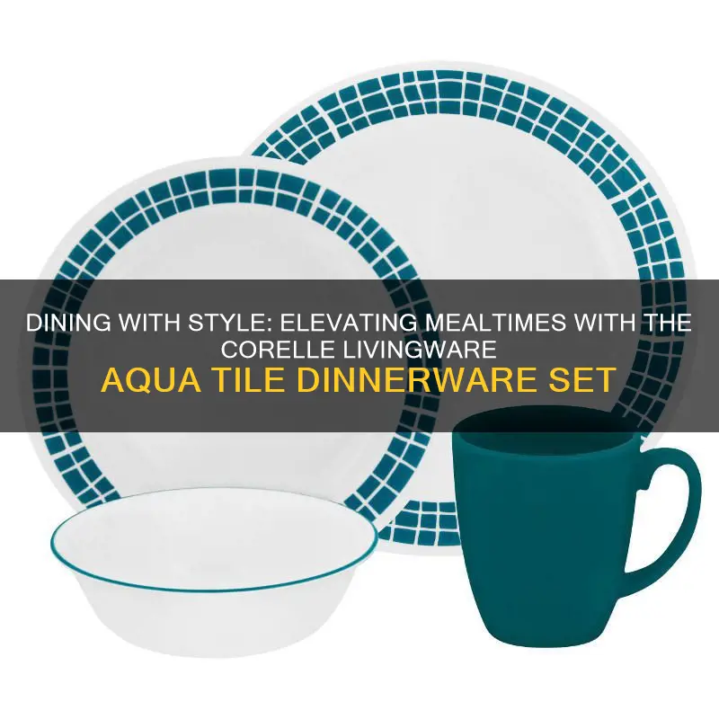 corelle livingware aqua tile 16 piece dinnerware set