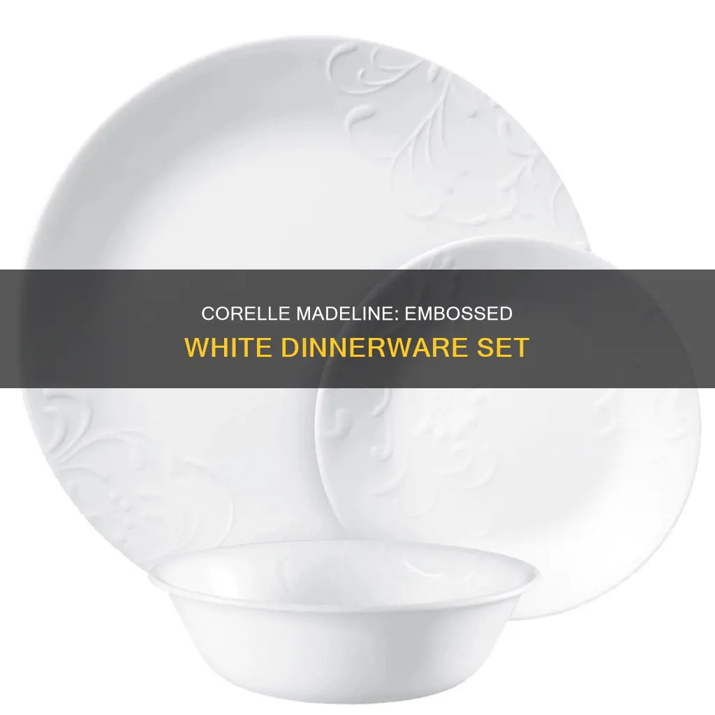 corelle madeline embossed 12 piece white dinnerware set