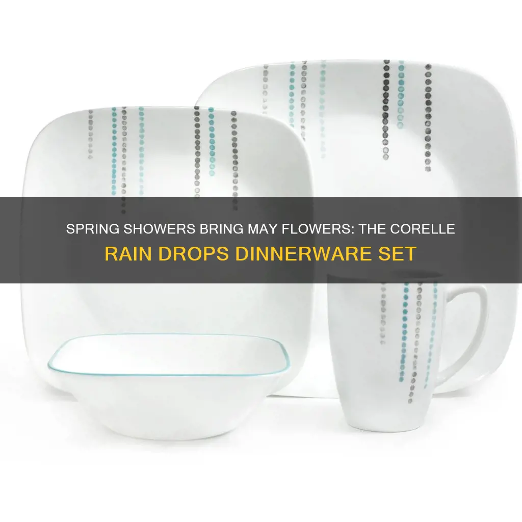 corelle rain drops 16 pc square dinnerware set