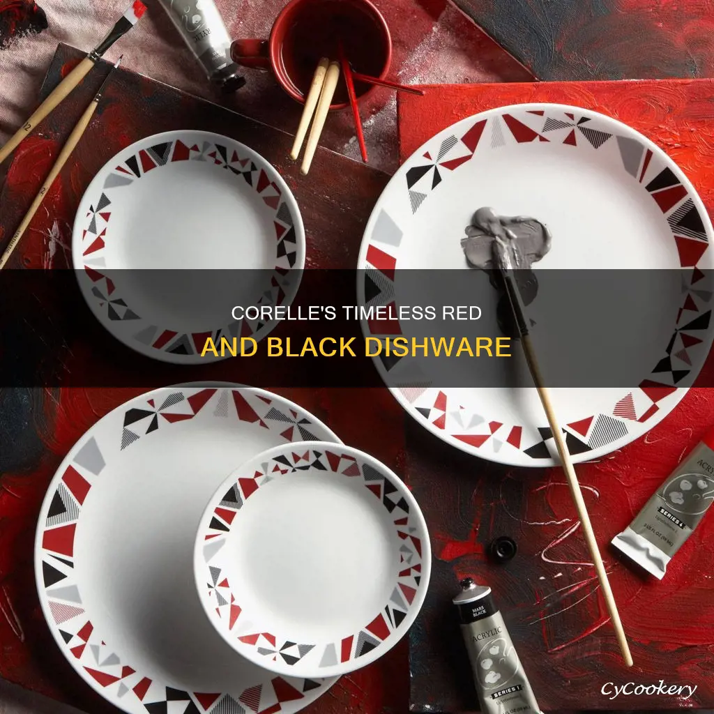 corelle red and black dishes