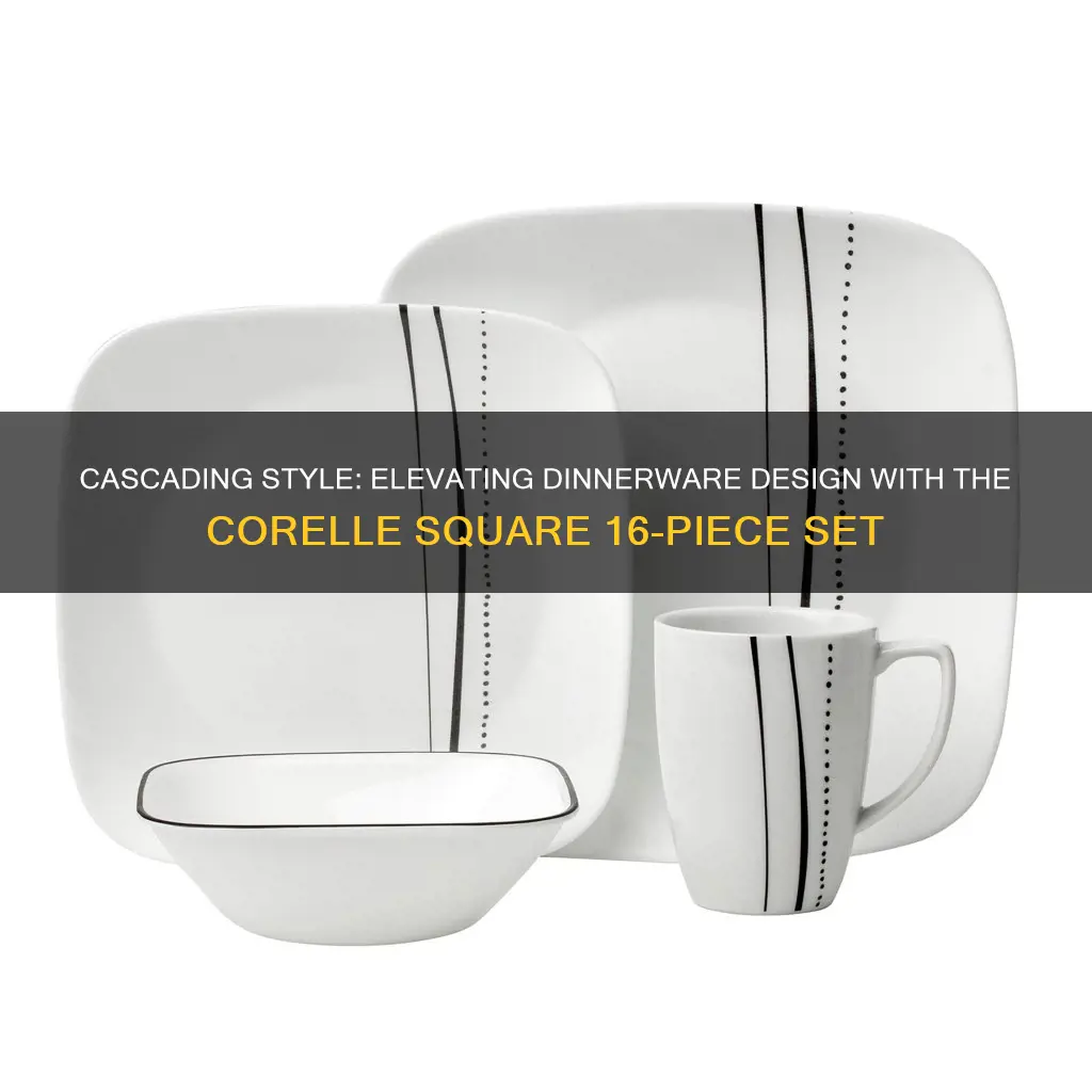 corelle square 16 piece cascading lines dinnerware set