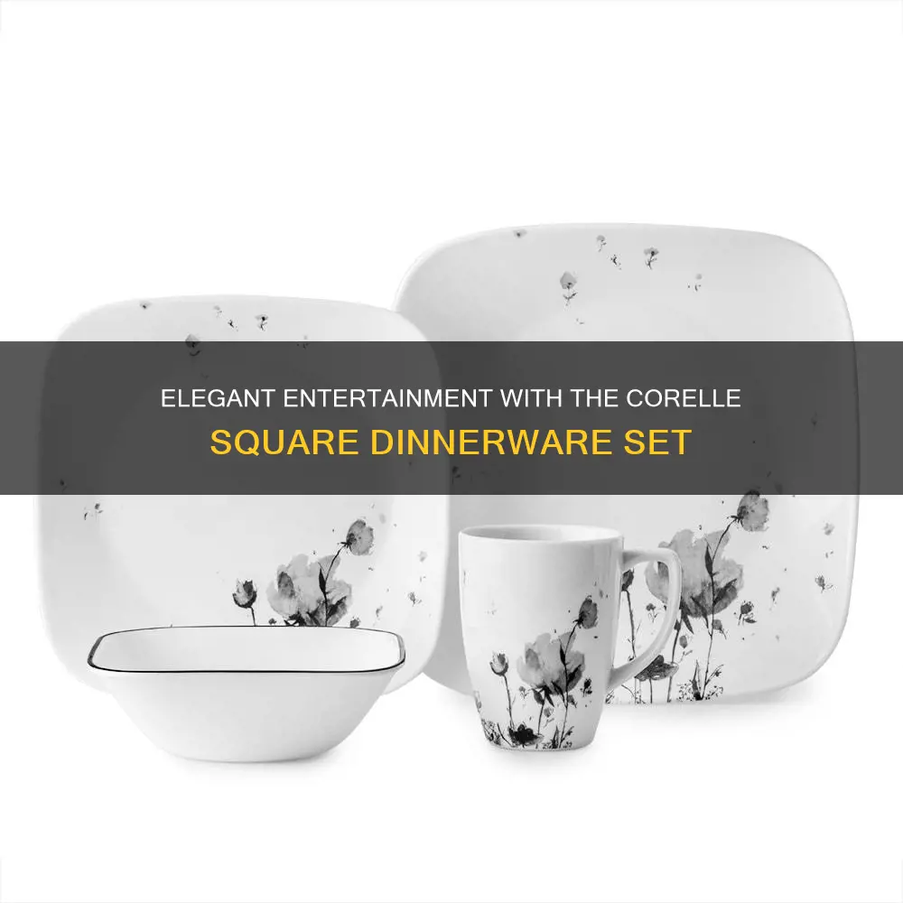 corelle square 16 piece dinnerware set black