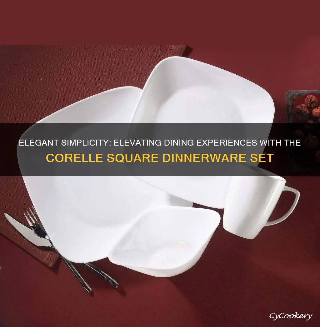 corelle square 16-piece dinnerware set pure white service for 4